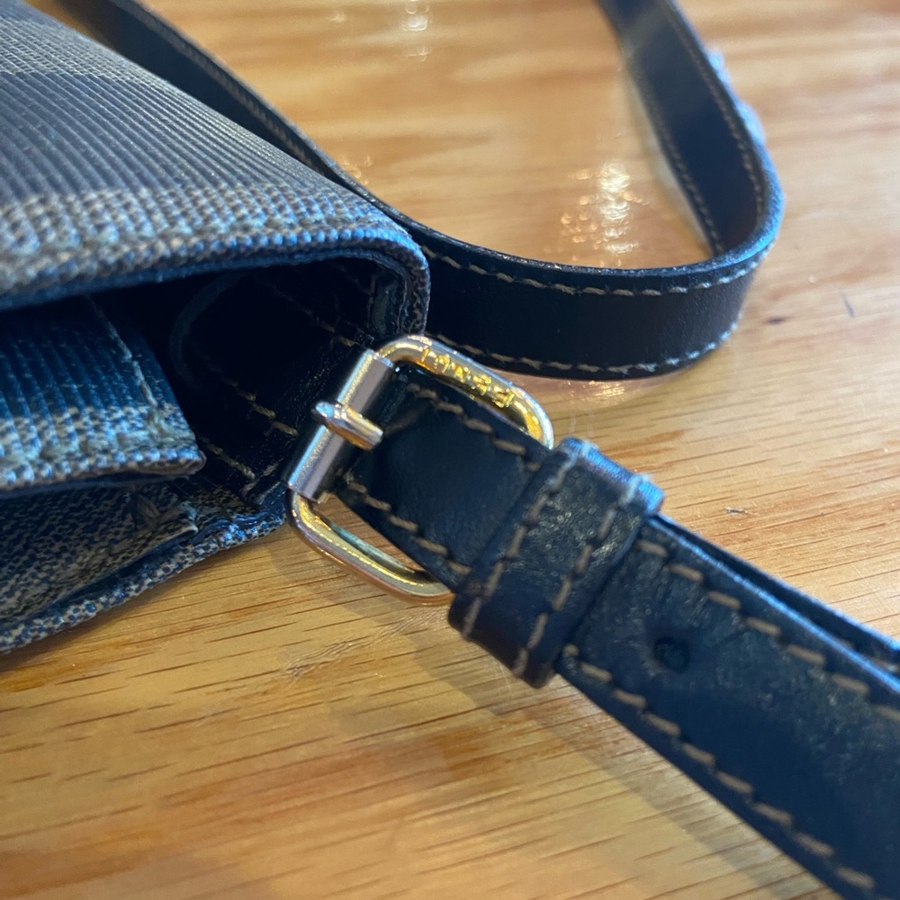 RARE Vintage 80s FENDI Pequin Stripe Crossbody Bag-Leather Letter Logo-SAS Roma - Picture 11 of 14